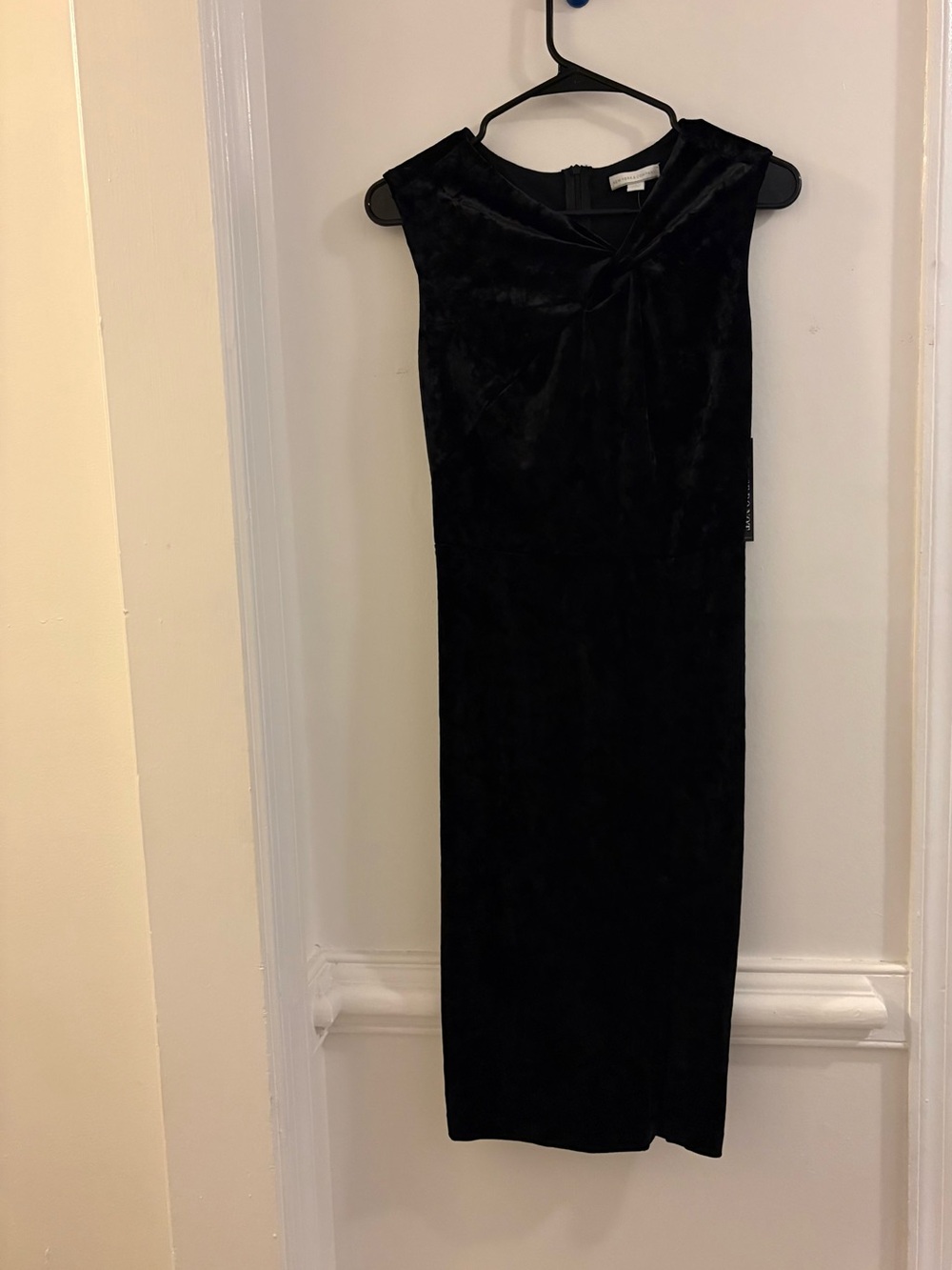 New York & Company Black Velvet Midi Sheath Dress